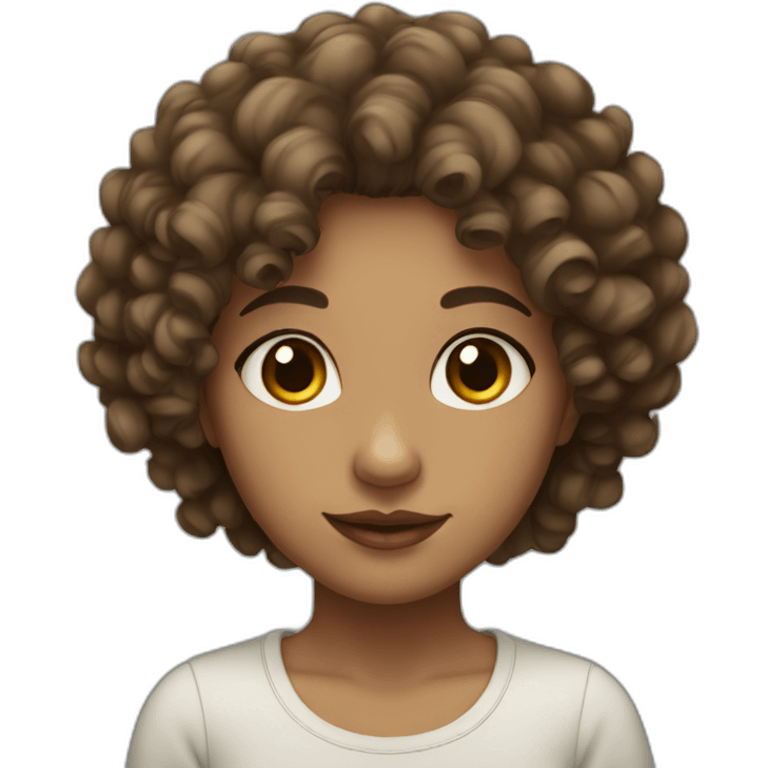 Girl with curly hair, short brown eyes, thick lips  emoji