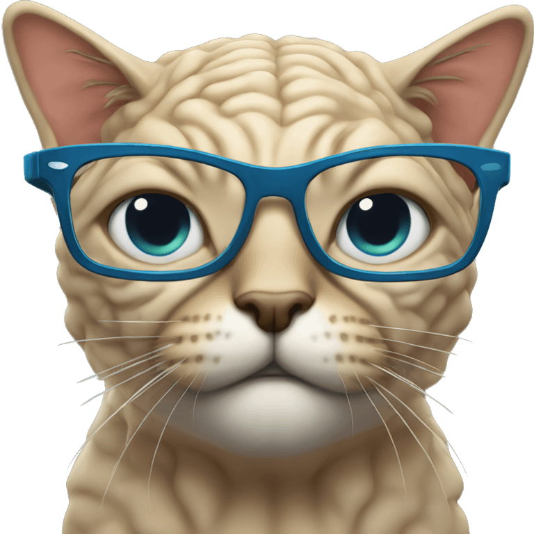 brains outside cat with eyeglasses  emoji