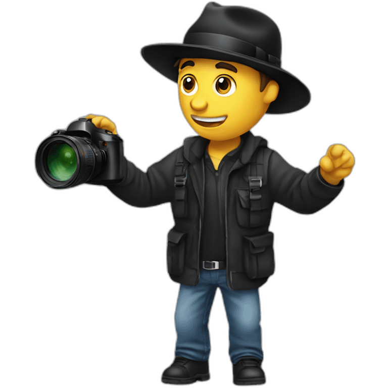 man photographer with black hat emoji