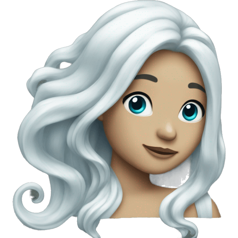 Mermaid with long white hair and silver tail emoji