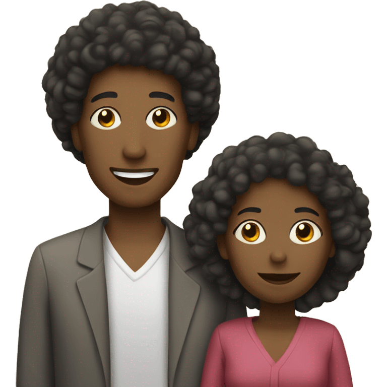 Padre, madre e hijo afro emoji