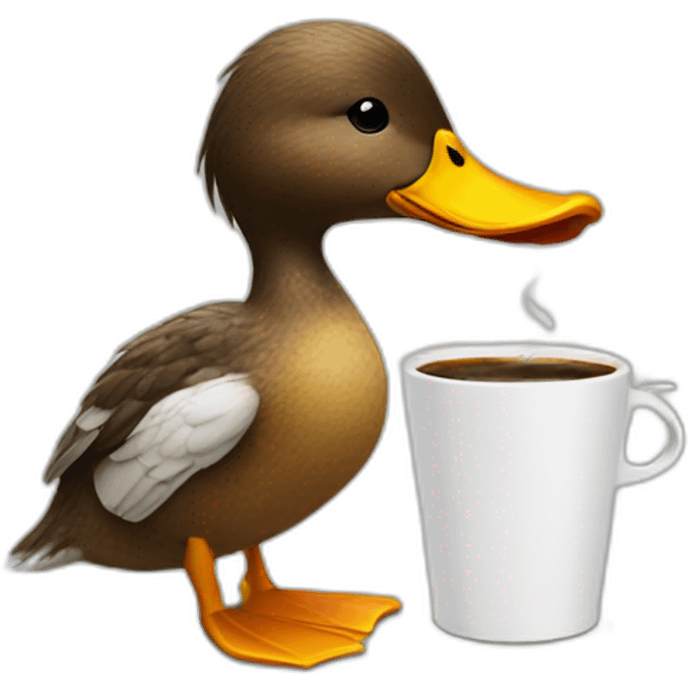 a duck drinking a coffee  emoji