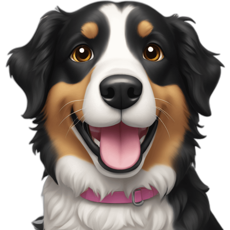 a black golden retriever border collie cross breed dog smilining emoji