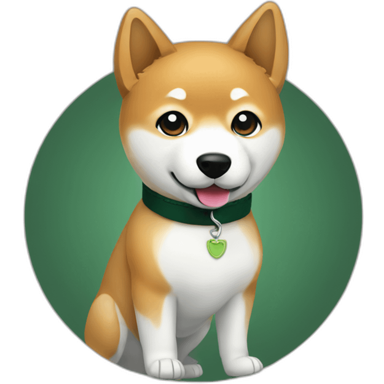 Shiba with dark green collar with white motif emoji