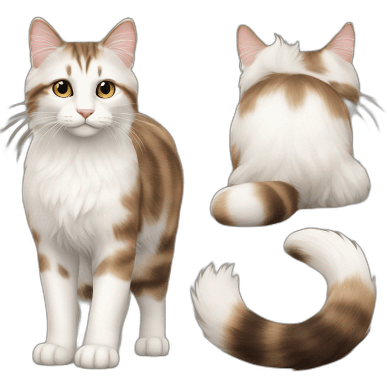 Norwayjan Forest cat white brown emoji