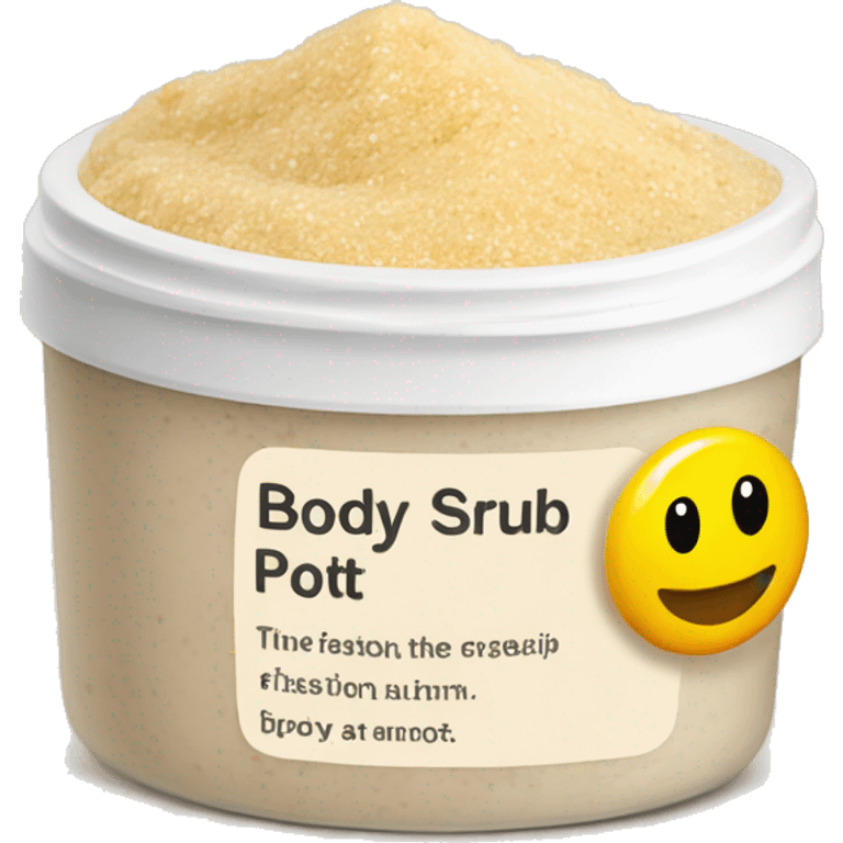 body scrub pot with label emoji