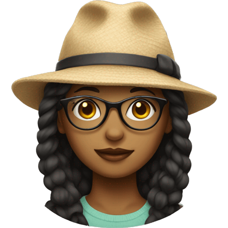 girl with cool glasses and a hat emoji