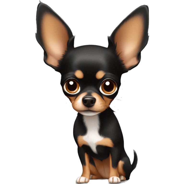 black and brown chihuahua with big hair on the ears emoji