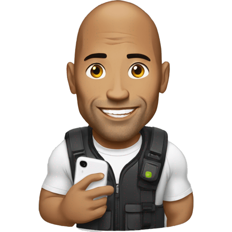 the rock with a mobile phone emoji