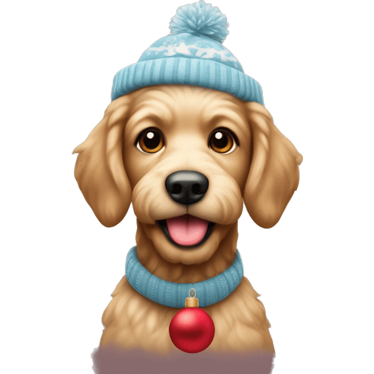 un caniche con gorro de navidad  emoji