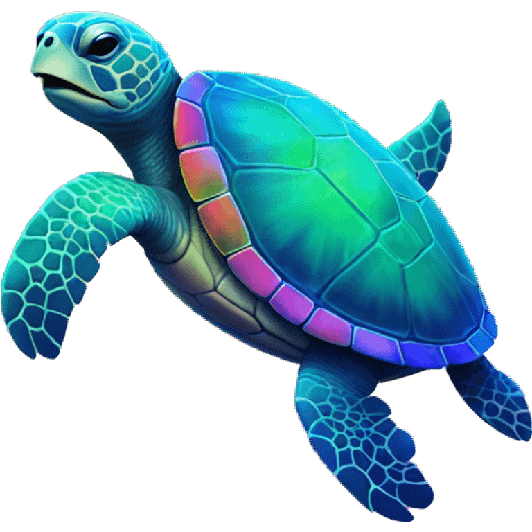 neon rainbow sea turtle emoji