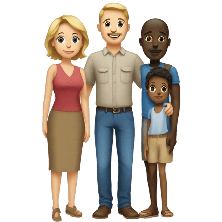 european mom and dad and an african kid emoji