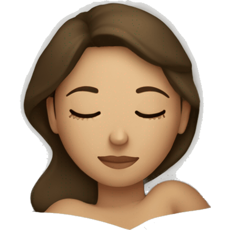 Brunette Caucasian women sleeping in bed emoji