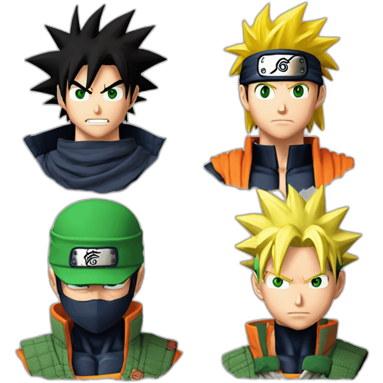 goku vs naruto vs rui vs zoro emoji