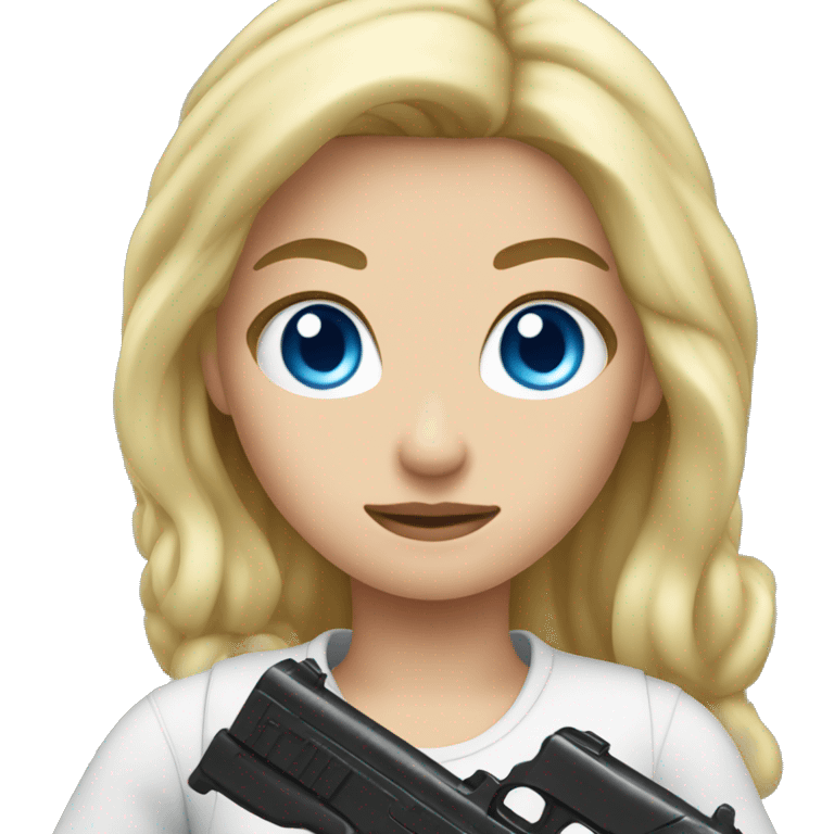 Blonde hair blue eyes girl holding gun  emoji