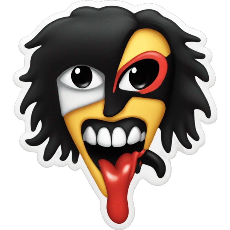 kiss band logo with four, gene simmons emoji