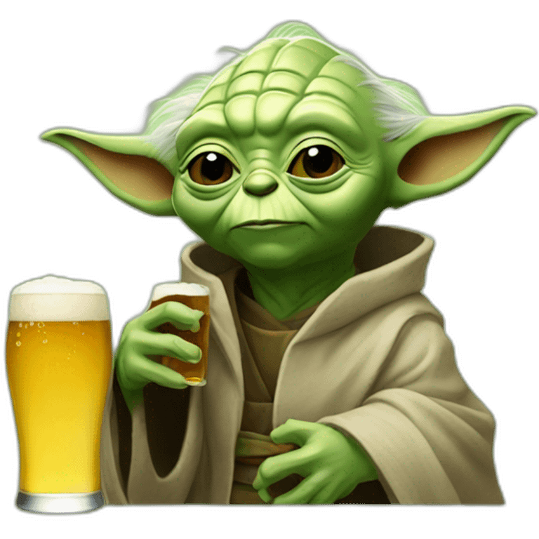 Yoda drinking a beer emoji