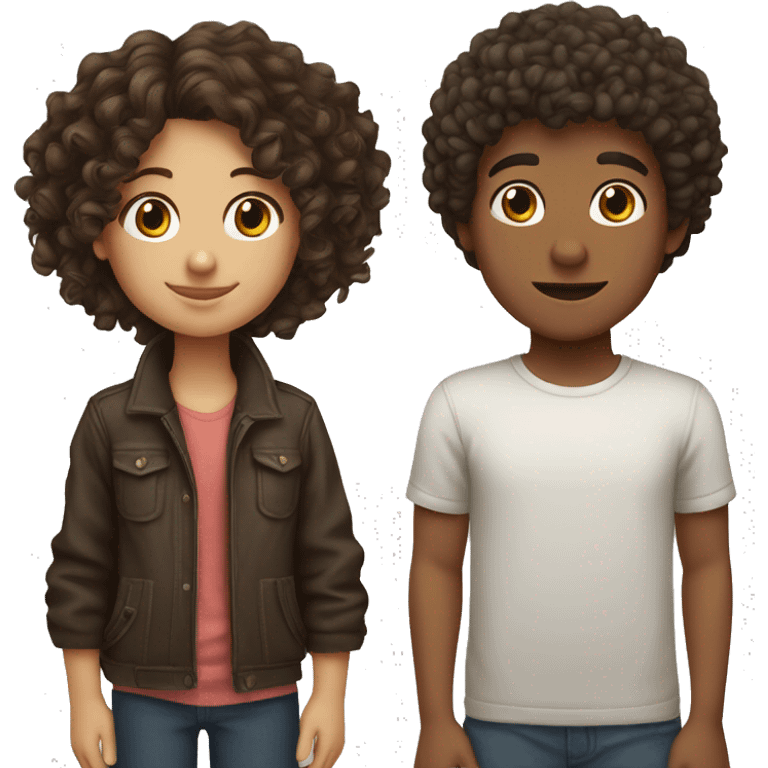 curly hair brunette girl and boy emoji