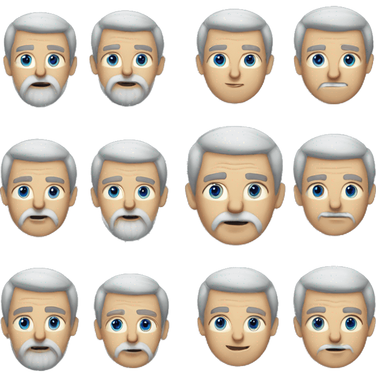 Brown hair, old man, long grey beard blue eyes, MacBook  emoji