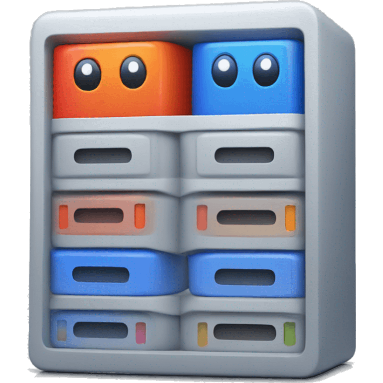 computer database with colors - red, blue and orange emoji