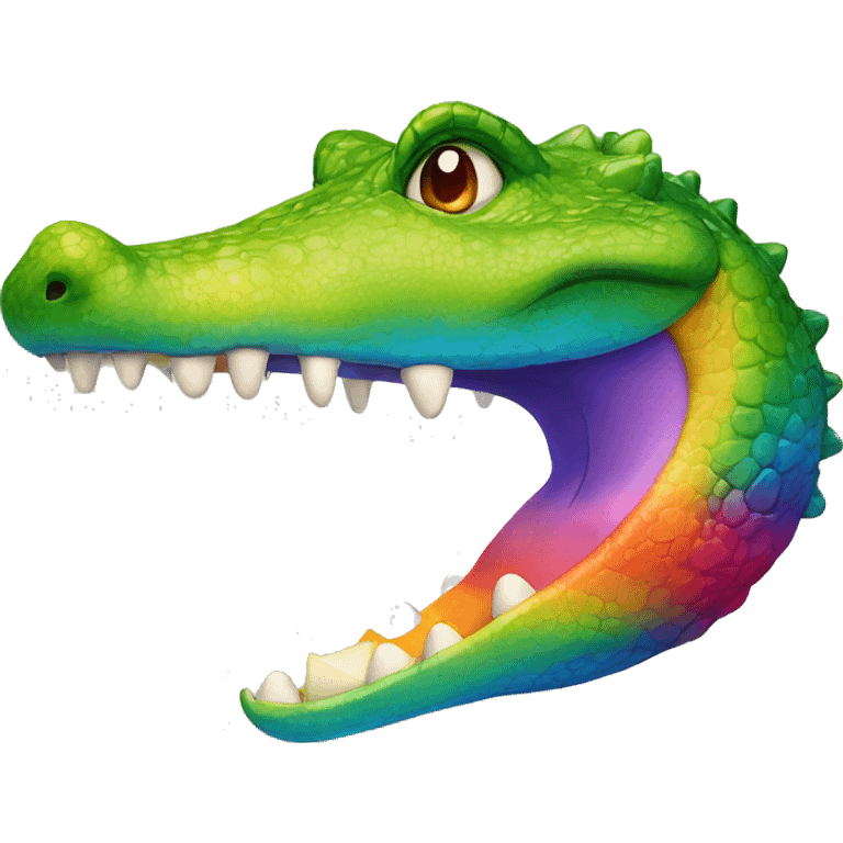 Rainbow crocodile eating apple  emoji