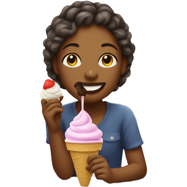 girl enjoying ice cream outdoors emoji