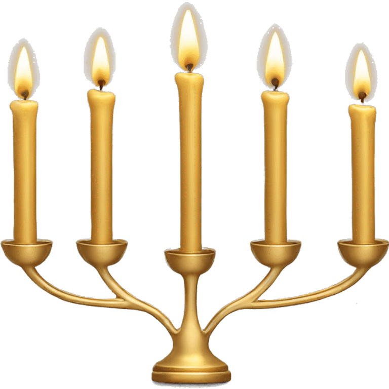 Gold Menorah with four candles on each side emoji