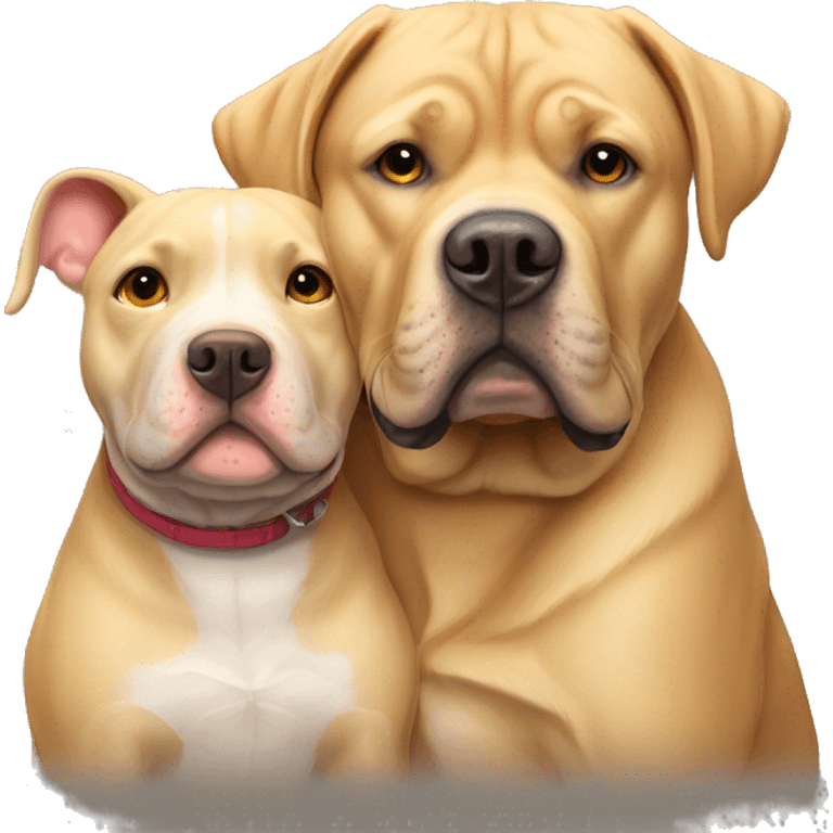 American bully and Golden Labrador hug  emoji