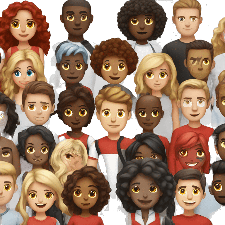 red team with men and women, with diversity, different skin, hair and eyes colors. emoji