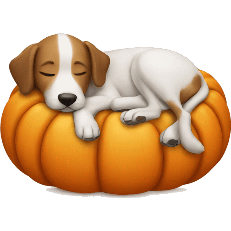 Dog sleeping on pumpkin  emoji