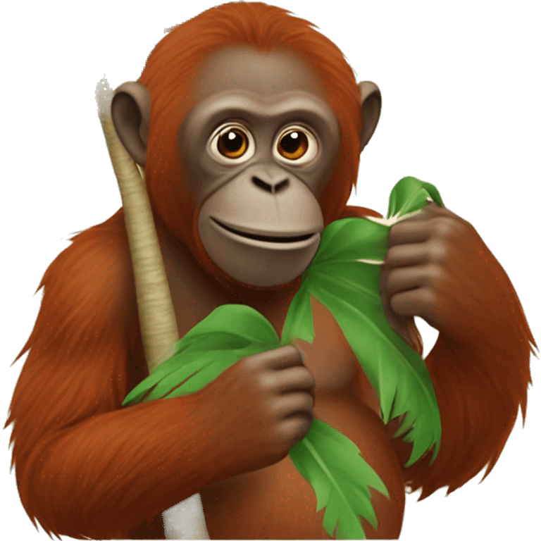 Orangután holding palm tree emoji