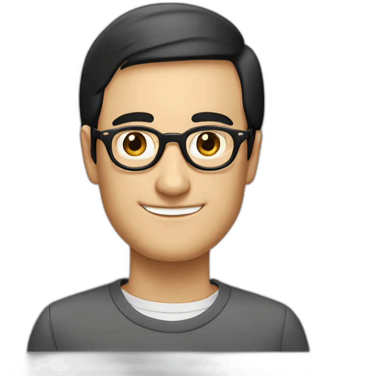 French-guy, short-black-hair, rounded-glasses, nerd, no-beard, Steve-Jobs-like emoji