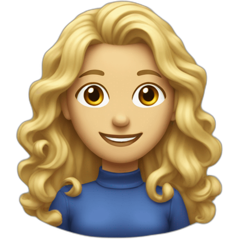 a woman with long blonde wavy hard handing uno reverse card looking happy emoji