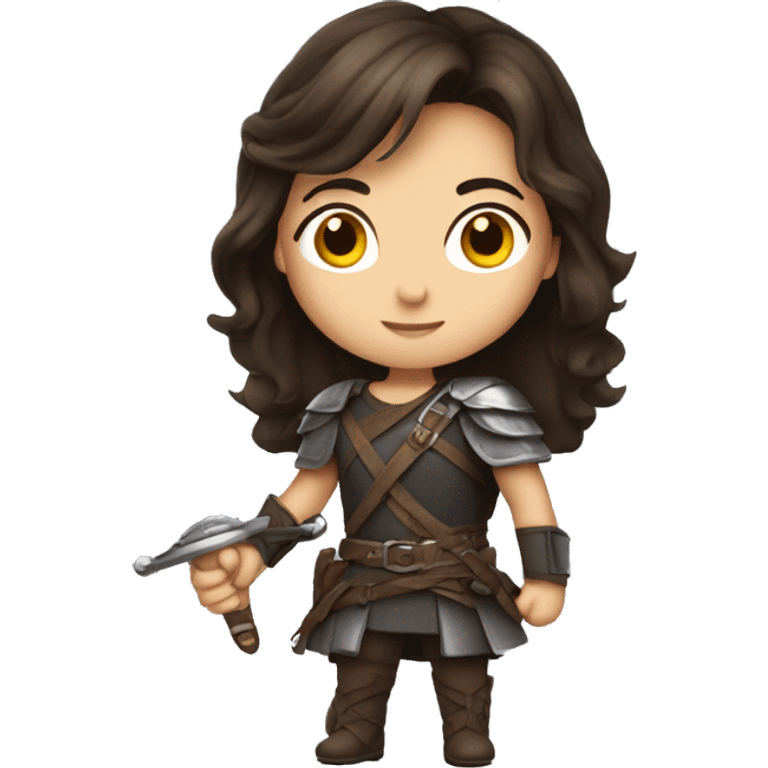 cute brunette with sword emoji