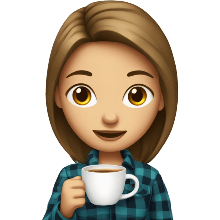 girl in the plaid with cup of coffee  emoji