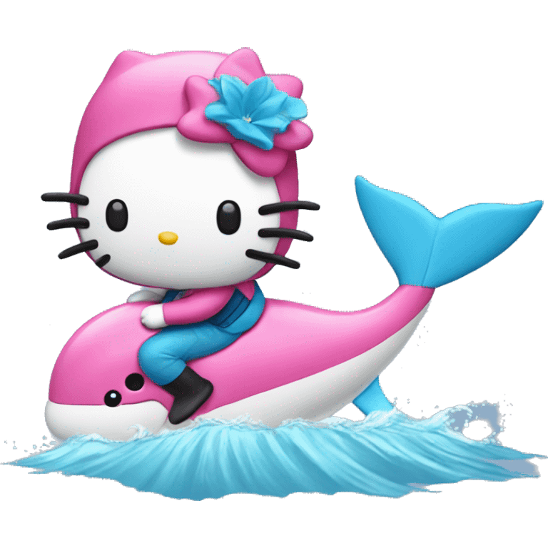 Hello kitty riding dolphin emoji