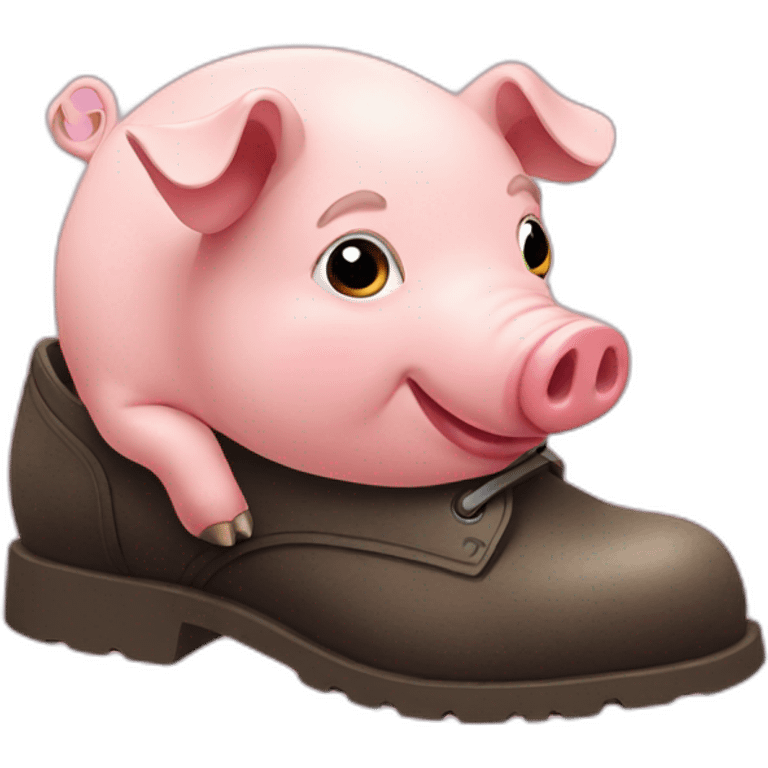 a pig eating a shoe emoji