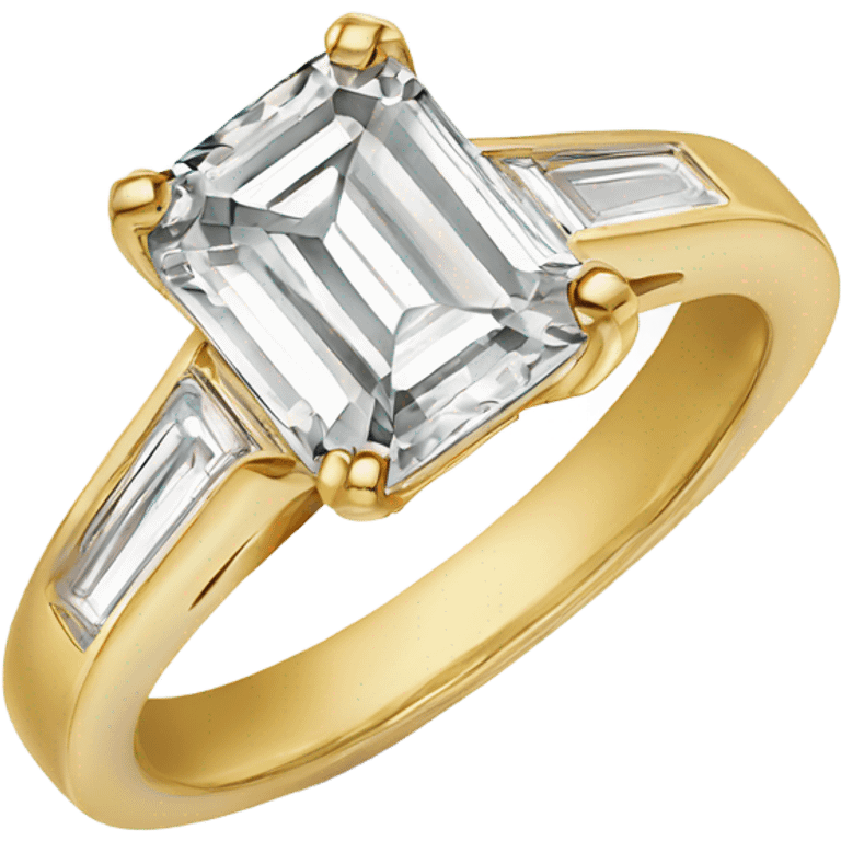 Emerald cut diamond ring with gold band emoji