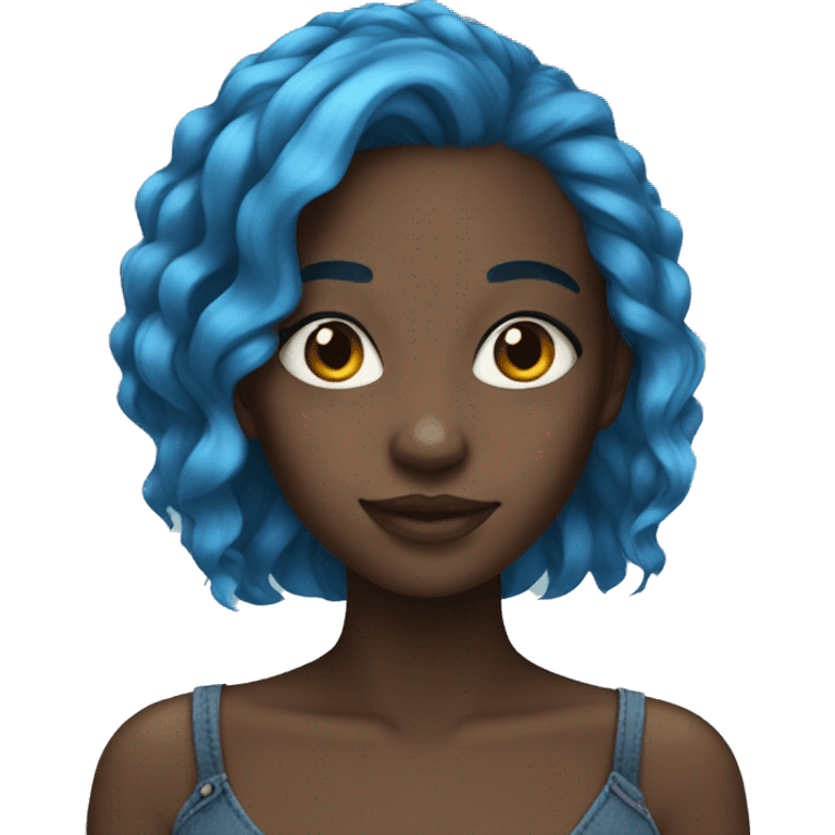 black girl blue hair emoji