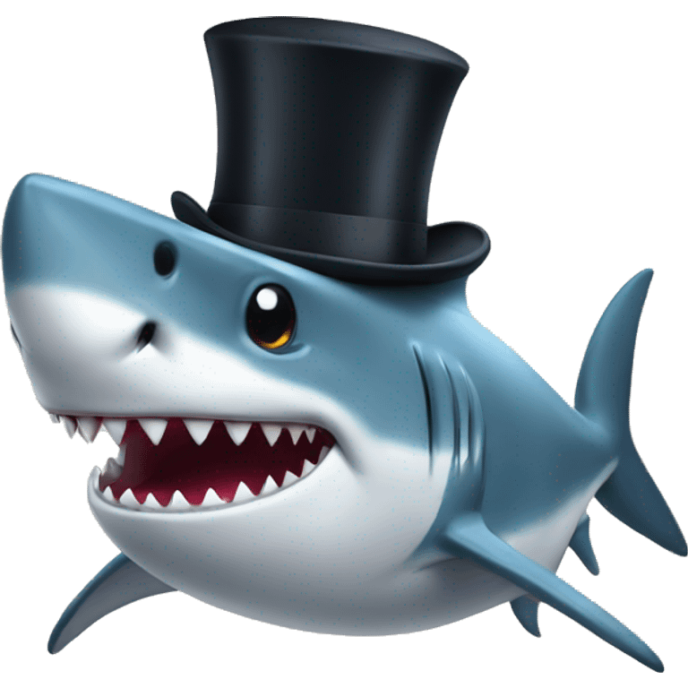 Shark with a top hat emoji