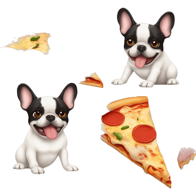 french bulldog eating pizza  emoji