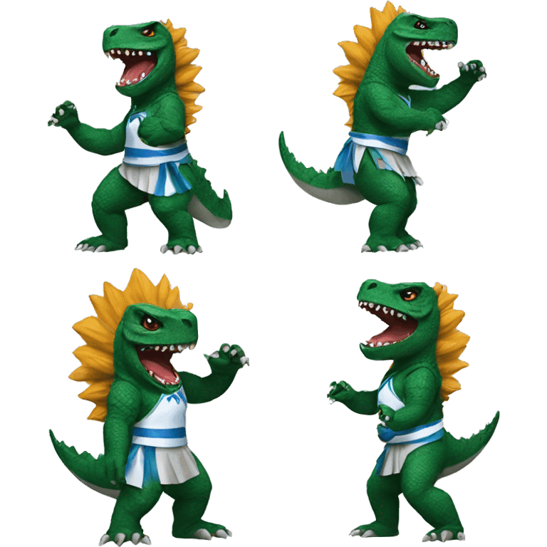 Godzilla dressed as a cheerleader  emoji