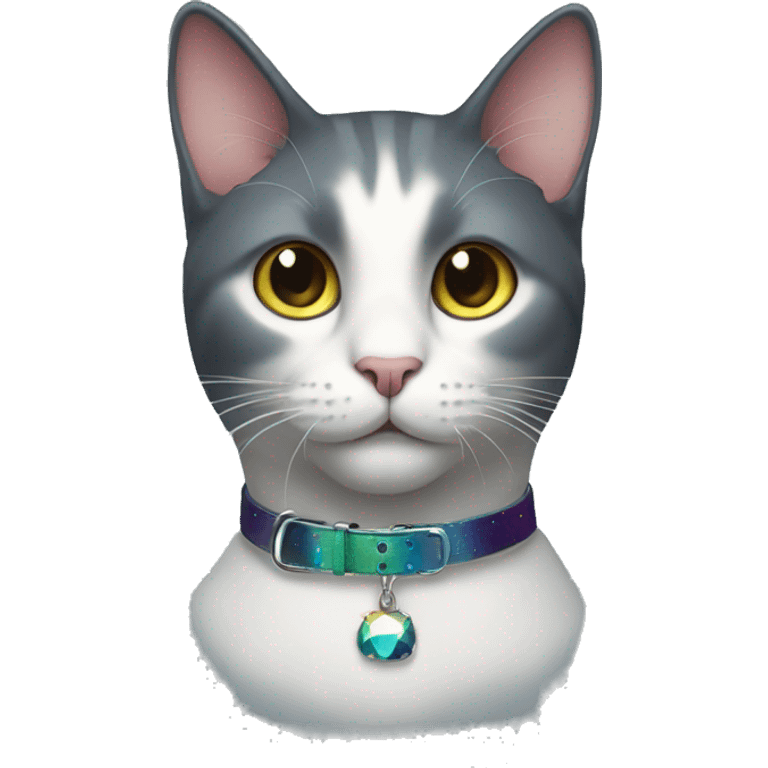 Cat wearing Dark iridescent collar  emoji