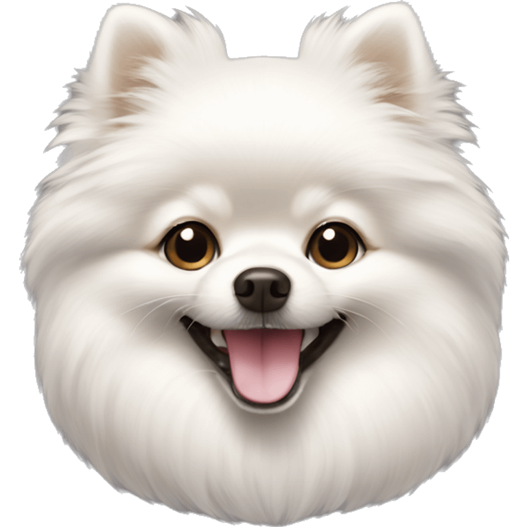 White pomeranian with smile emoji