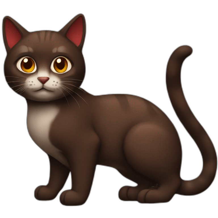 Dark brown and red cat emoji