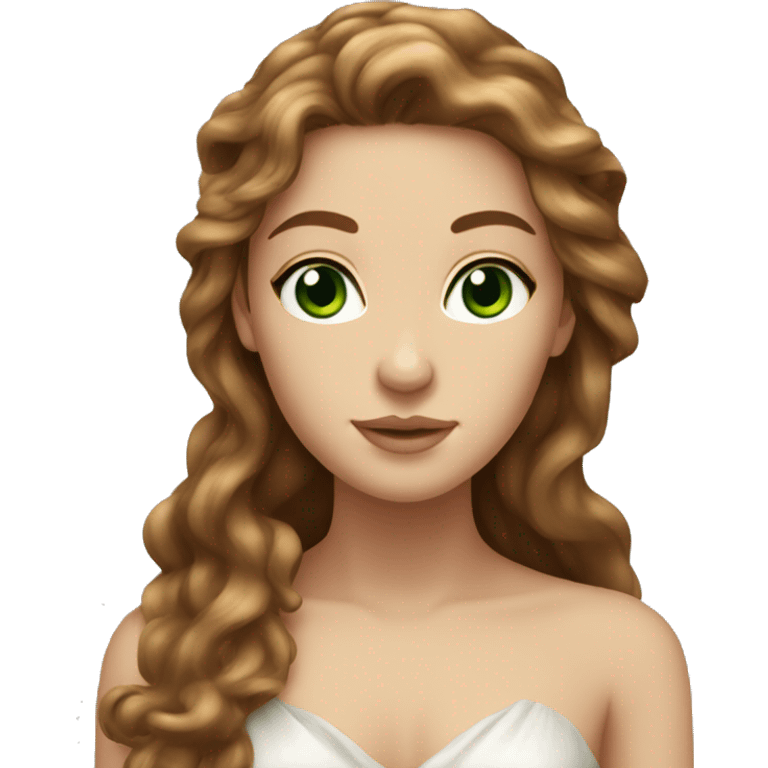 Aphrodite, long brown hair, green eyes, light skin emoji