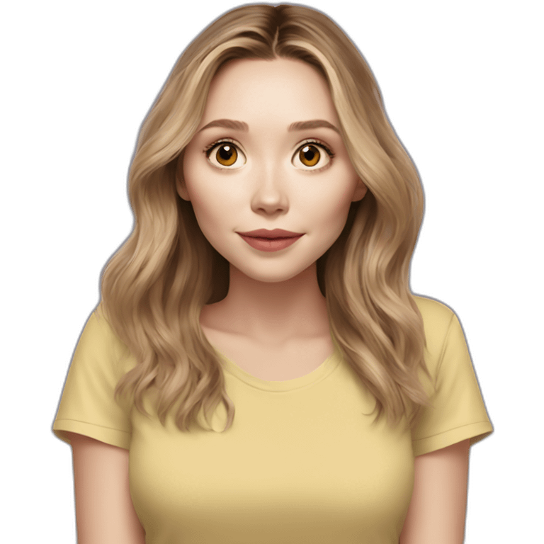 Elizabeth Olsen cartoon wearing tee emoji