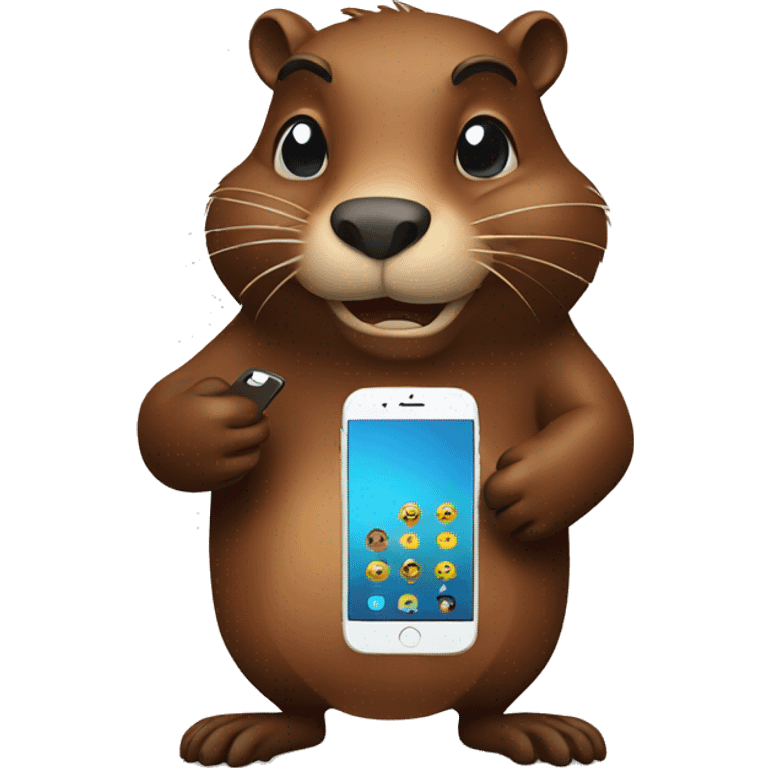 beaver using phone emoji