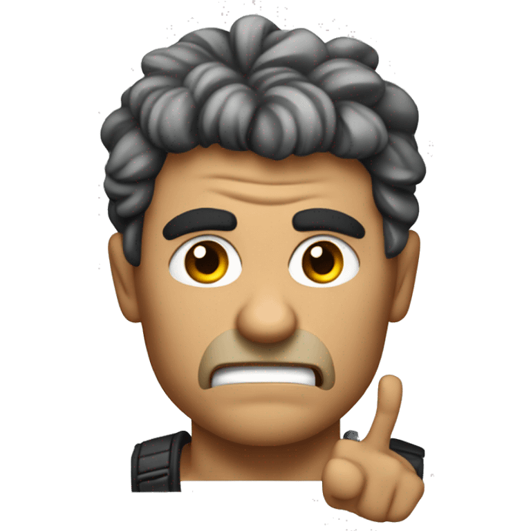 create an evil Looking standing rambo who points his finger forward emoji