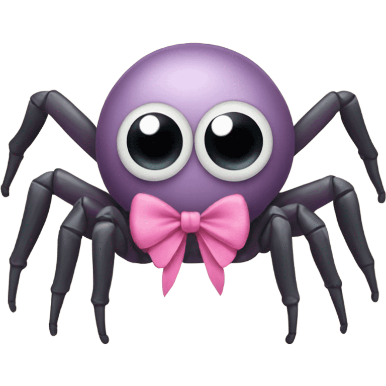  A spider with big cute eyes wearing a pink bow emoji